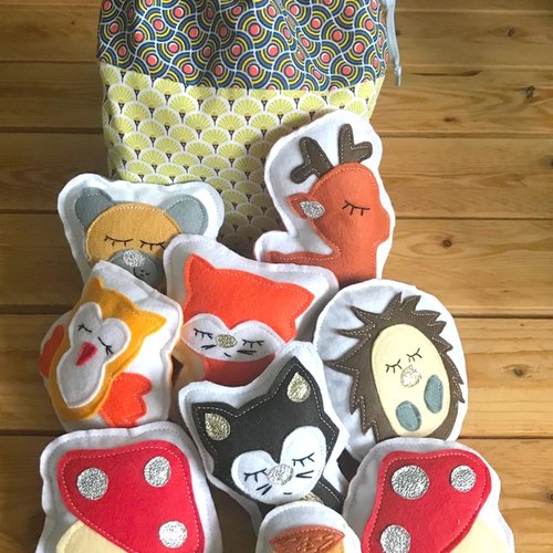 Figurines en feutrine theme animaux de la forêt, jouet de manipulation enfant, façon montessori