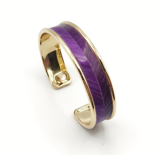 Bracelet en laiton et marqueterie de paille