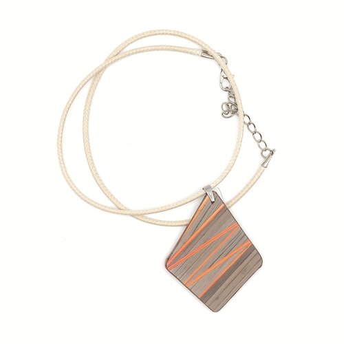 Collier en bois et marqueterie de paille – pièce unique, fait main en france