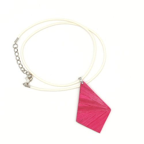 Collier en bois et marqueterie de paille – pièce unique, fait main en france