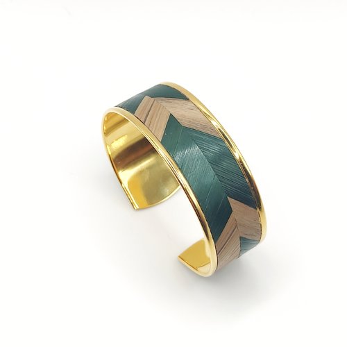 Bijou pour femme. bracelet doré à l’or fin en marqueterie de paille