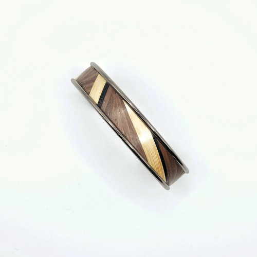 Bracelet en laiton et marqueterie de paille