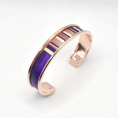 Bracelet en laiton et marqueterie de paille