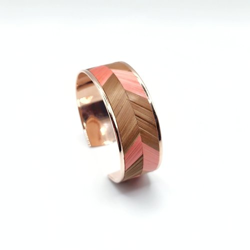 Bracelet artisanal en marqueterie de paille – bijou unique doré à l’or fin – fait main – cadeau original élégant