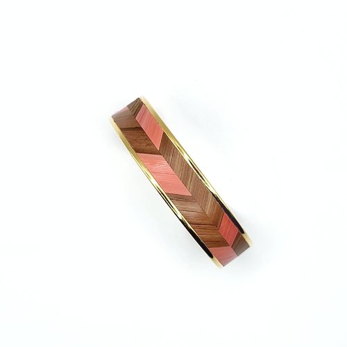 Bracelet en laiton et marqueterie de paille
