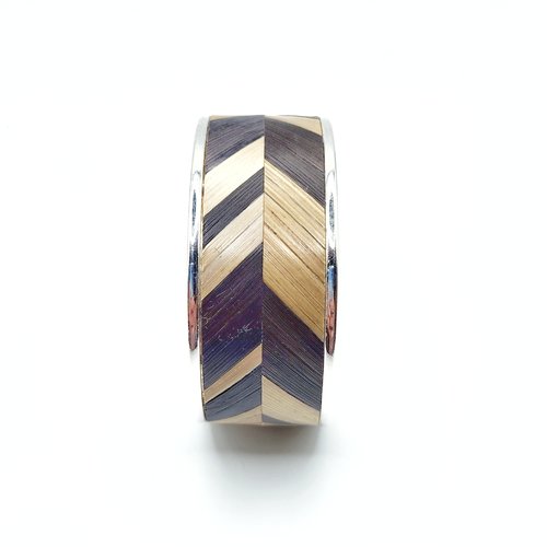 Bracelet en marqueterie de paille de seigle de bourgogne - bijou unique argent - cadeau original