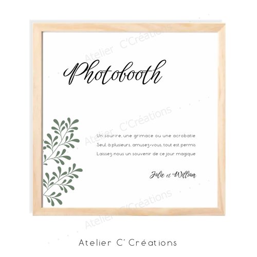 Affiche mariage pour photobooth { sauge } personnalisable, format a3, a4, a5, 13 x 18 cm, carré pour mariage, baptême ou anniversaire