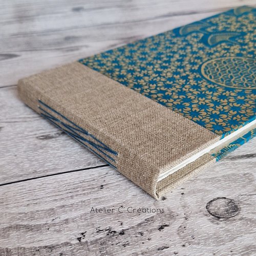 Carnet, livre d'or, album { matawa } papier artisanal et toile de lin - format paysage