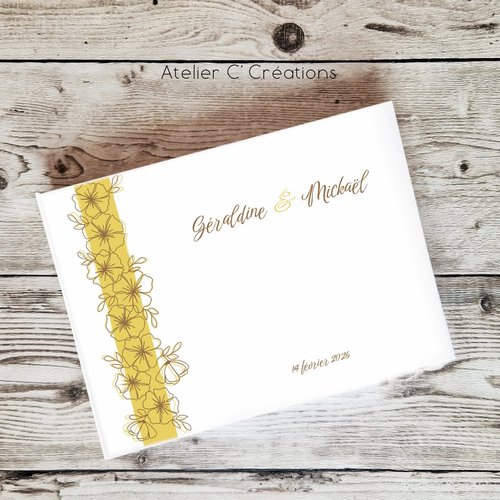 Livre d'or album mariage { fleurs d'été } motif végétal - texte personnalisé - a5, a4, a3, b5, carré