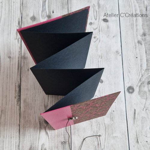 Album photos / carnet leporello / livre d'or accordéon, coloris rose fuchsia et marron