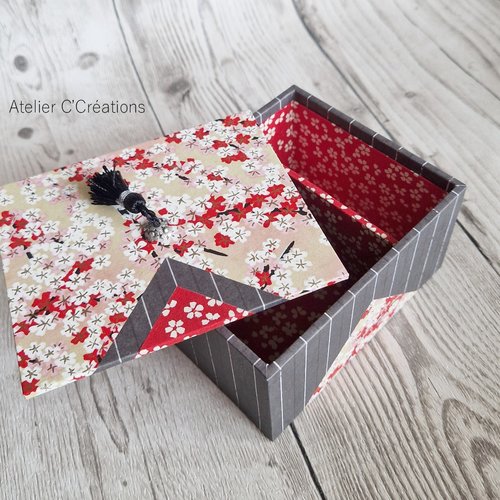Coffret, écrin { sakura } écrin à bijoux ou à secrets, coffret de rangement, coffret maquillage, boite à bonbons