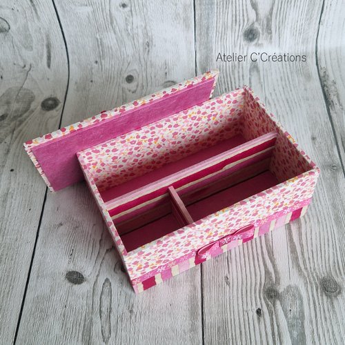 Coffret à bijoux { lily } écrin à secrets, coffret de rangement pour bureau, coloris rose et fuchsia