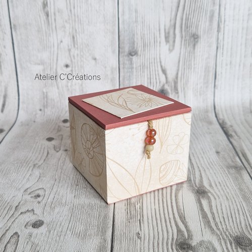 Petit coffret couvercle  { océane } écrin à bijoux, rangement, motif coquillage, coloris sable