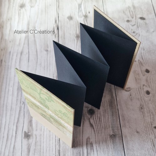 Album photos / carnet leporello { sous-bois } livre d'or accordéon, format portrait, kraft et vert