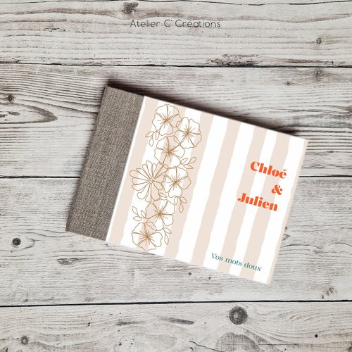 Livre d'or album mariage { bouquet d'été } graphisme floral - texte personnalisé - format a5, a4, a3, b5, carré