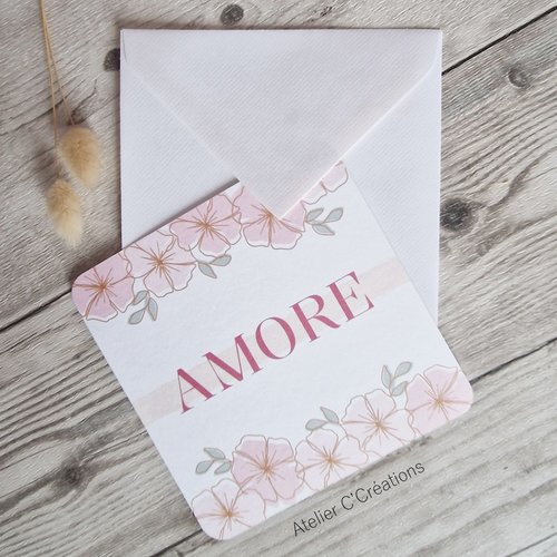 Carte  { amore } pour toute occasion, anniversaire ou fête, mariage ou naissance - texte personnalisable