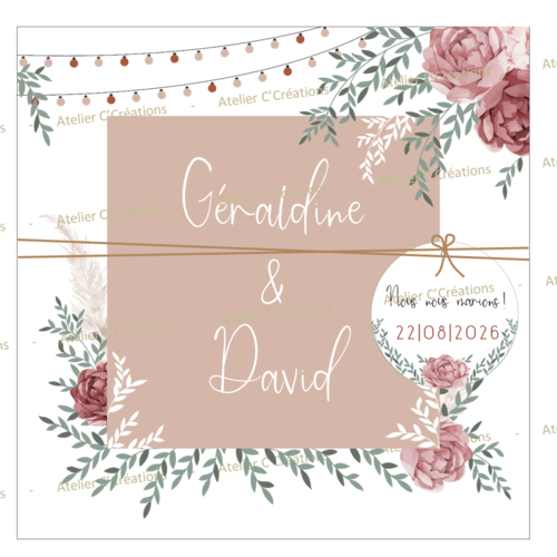 Com geraldine & david - echantillon - faire-part mariage { jardin bohème } personnalisé