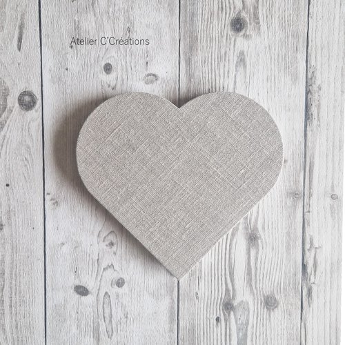 Livre d'or forme cœur, toile de lin, pages vierges blanches