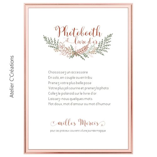 Affiche pour mariage, pancarte livre d'or, décoration de mariage, modèle { feuillage rétro } affiche numérique à imprimer