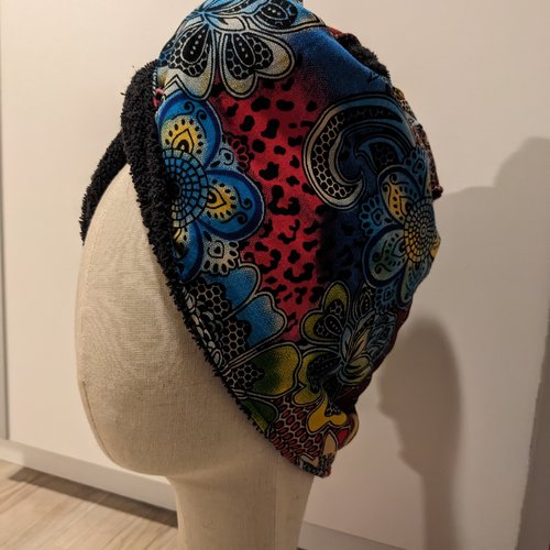 Serviette turban en wax multicolore