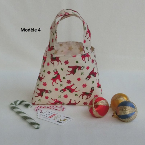 Sac porté main enfant, panière à chocolats, panier tissu de noël, décoration centre de table fête de noël ou de fin d'année