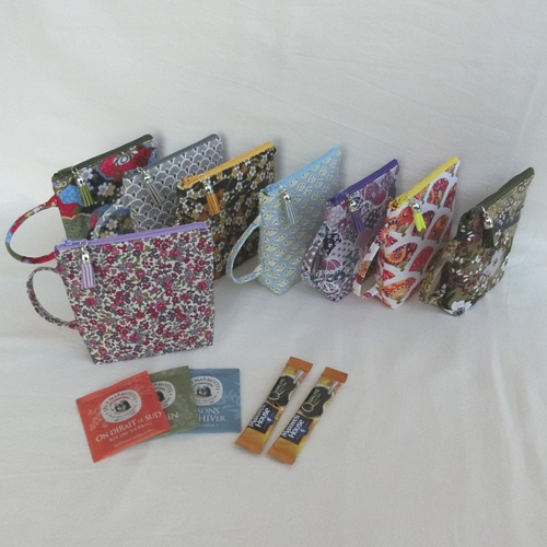 Pochette nomade à sachets de thé, tisane ou dosettes café, tissu japonais, petite trousse maquillage ou médicament, porte monnaie femme