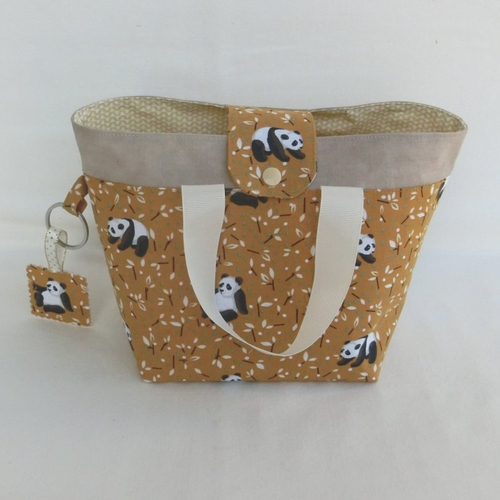 Sac à main pour petite fille, tissu tao pandas, cabas pour petites affaires ou accessoires, cadeau pâques enfant