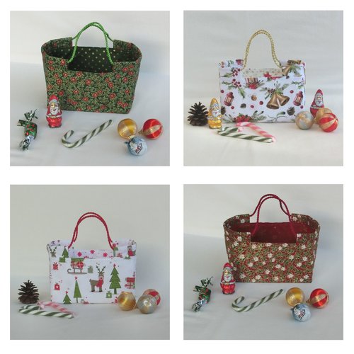 Panière à chocolat pour les fêtes, tissu coton de noël, corbeille à pain, centre de table, panier de décoration