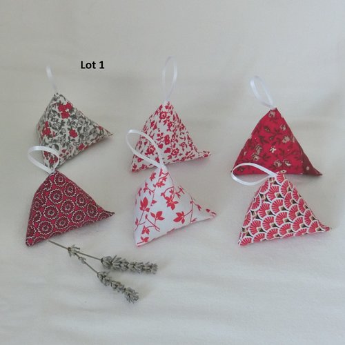 Lot de 6 berlingots de fleurs de lavande bio, tissu coton, parfum d'armoire, sachet parfumé pour la maison, fête des mères