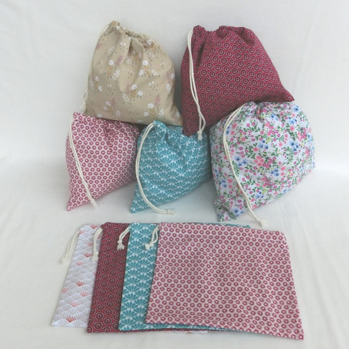 Sac à vrac zéro déchet pour denrée alimentaire, tissu coton, pochon à cordon réutilisable, rangement cuisine, sac cadeau