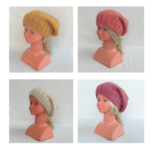 Bonnet slouchy enfant fille, taille 6 / 7 / 8 ans, tricoté main en laine chunky, accessoire de mode, tricot automne / hiver,