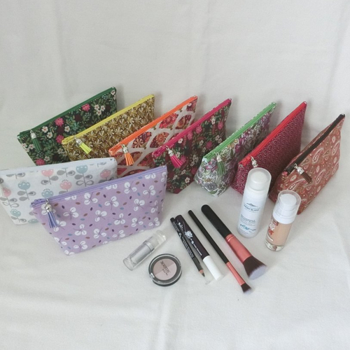 Trousse zippée à maquillage, pochette en tissu, étui de rangement, trousse enfant, cadeau femme fête des mères