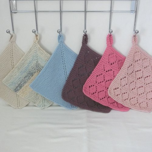 Lot de lavettes tricoté main, essuie-main, essuie-tout, tawashi, lingette, carré débarbouillette, serviette invité, cadeau zéro déchet