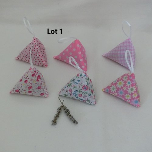 Lot de 6 berlingots de fleurs de lavande bio, tissu coton, parfum d'armoire, sachet parfumé pour la maison, cadeau noël