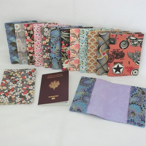 Étui passeport, tissu coton, pochette de protection pour passeport, trousse de voyage, pochette fait main france