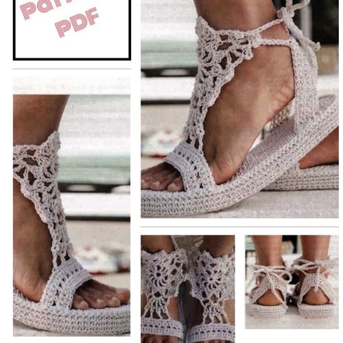 Modèle chaussons - sandales pour femme au crochet pattern avec tutoriels anglais format pdf