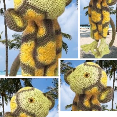 Amigurumi,modèle peluche singe ,style fleur africaine au crochet format pdf