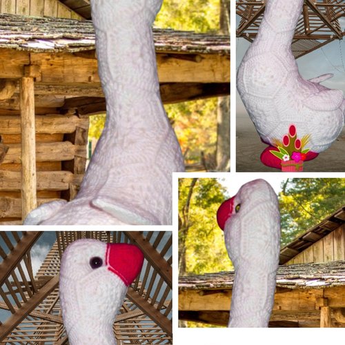 Modèle rare.amigurumi,modèle peluche l’oie blanc au crochet ( fleurs africaines).