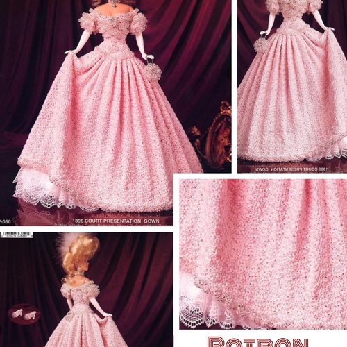 Modèle robe dentelle au crochet pour poupée barbie patrons avec tutoriels en français,anglais format pdf