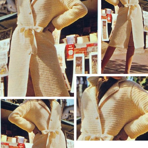 Vintage .modèle chic manteau - cardigan  au crochet pour femme.patron -tutoriels en français format pdf