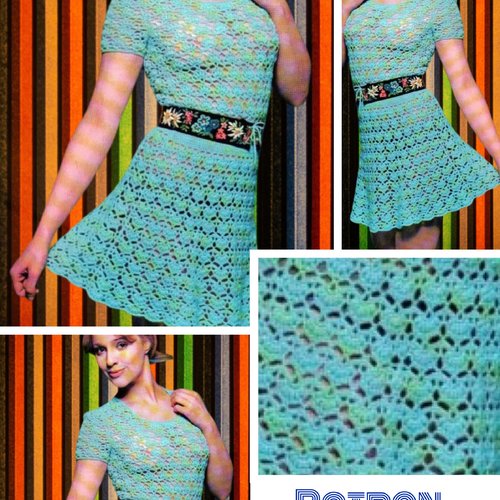 Vintage modèle chic robe dentelles au crochet pour femme.patron -tutoriels en français format pdf
