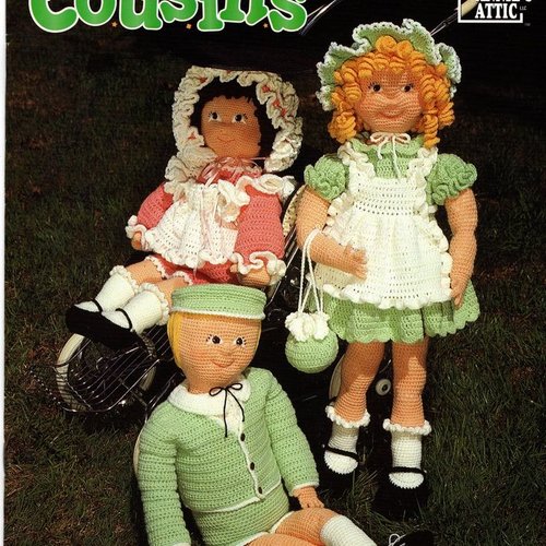 Vintage ,magazine crochet cousins en pdf. modèles poupées avec ses vêtements au crochet .patterns, tutoriels anglais format pdf