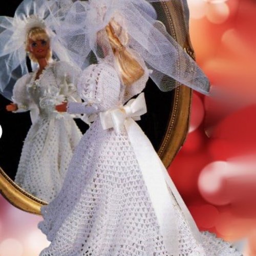 Modèles robe et accessoire de mariage,dentelle au crochet pour poupée barbie