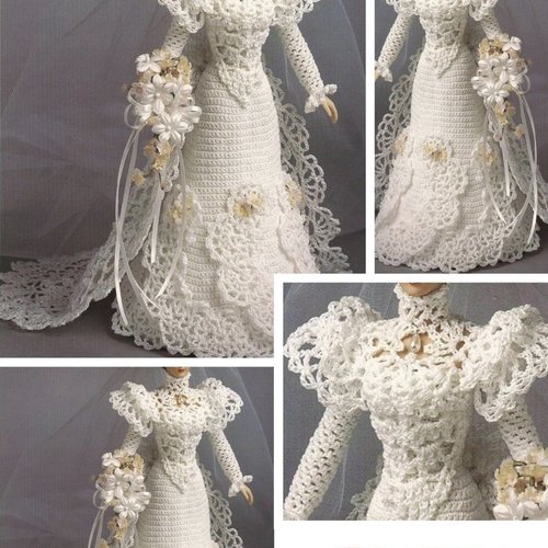 Modèle robe dentelle au crochet pour poupée barbie patrons avec tutoriels en français,anglais format pdf