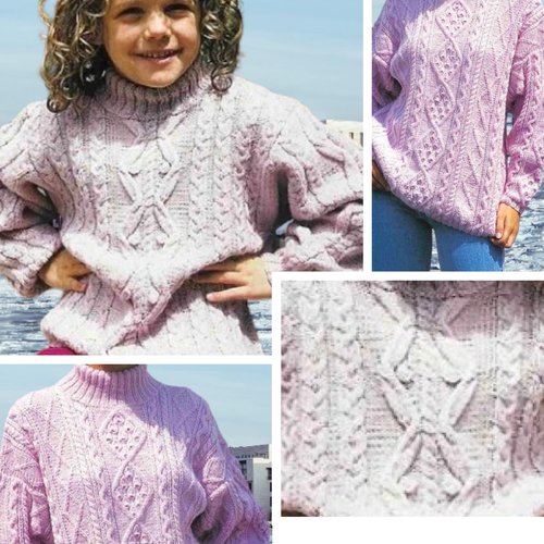 Petite livre -patron vintage en pdf.2 modèles gros pulls en tricot pour enfant et adulte.patron avec tutoriels en français format pdf