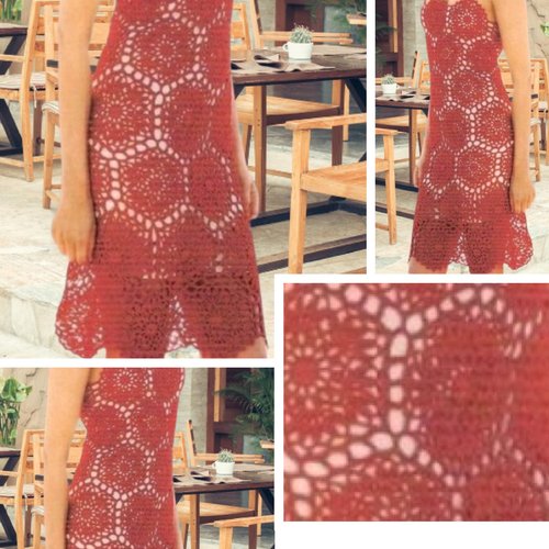 Modèle robe dentelles au crochet .schemas,diagrammes internationaux avec explication design technique en format pdf