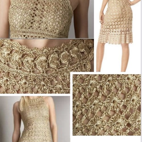 Modèle robe dentelles au crochet .schemas,diagrammes internationaux avec explication design technique en format pdf