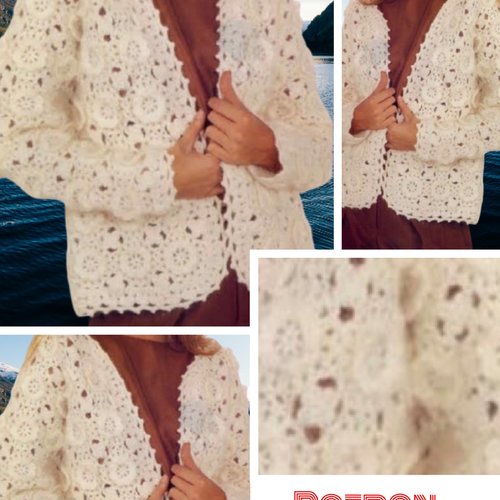 Modèle vintage, chic gilet dentelle au crochet pour femme.pattern tutoriels français en format pdf