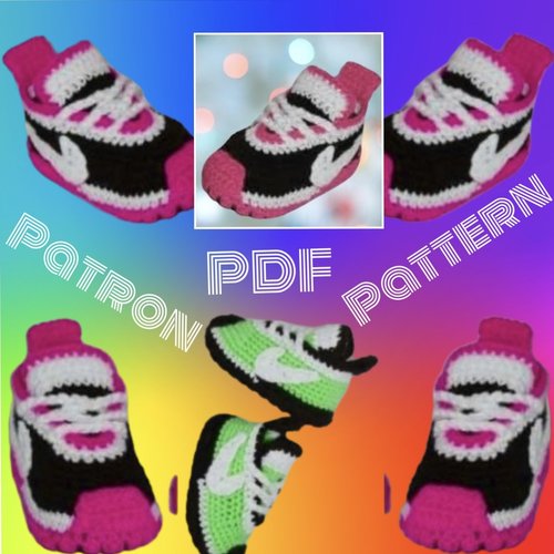Modèle baskets nike pour bébé au crochet.format pdf