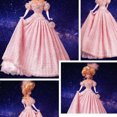 Modèle robe dentelle au crochet pour poupée barbie patrons avec tutoriels en français,anglais format pdf